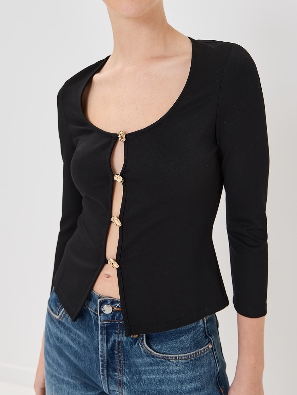 Reformation Black Owen Knit Top Size L